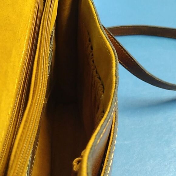 Patricia Nash Leather Shoulder Crossbody Floral Scalloped Edge Brown Bag - Picture 7 of 16